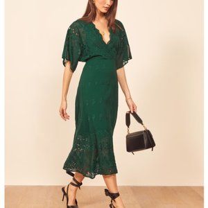HOT!! Reformation Libbie Midi Dress - Emerald